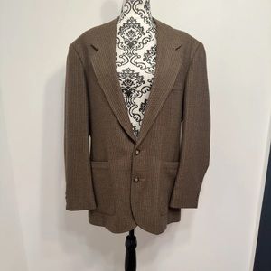 context mens Brown herringbone wool sport coat blazer jacket Size 40R.